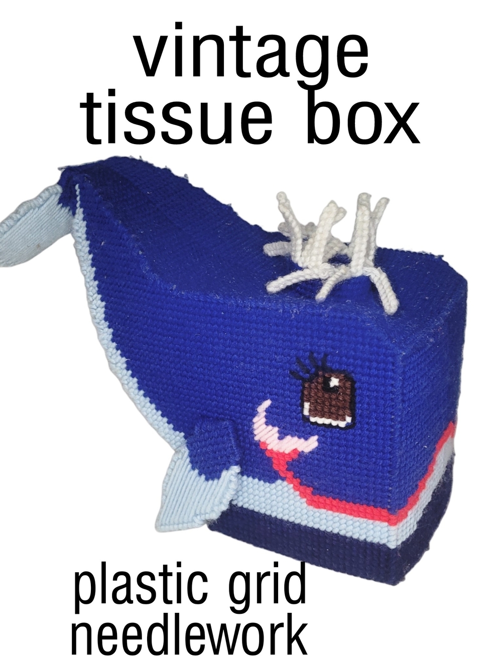 Handmade Blue Whale Tissue Box Cover – Needlework Bathroom